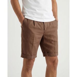 Peserico Brown Linen Knee Men's Length